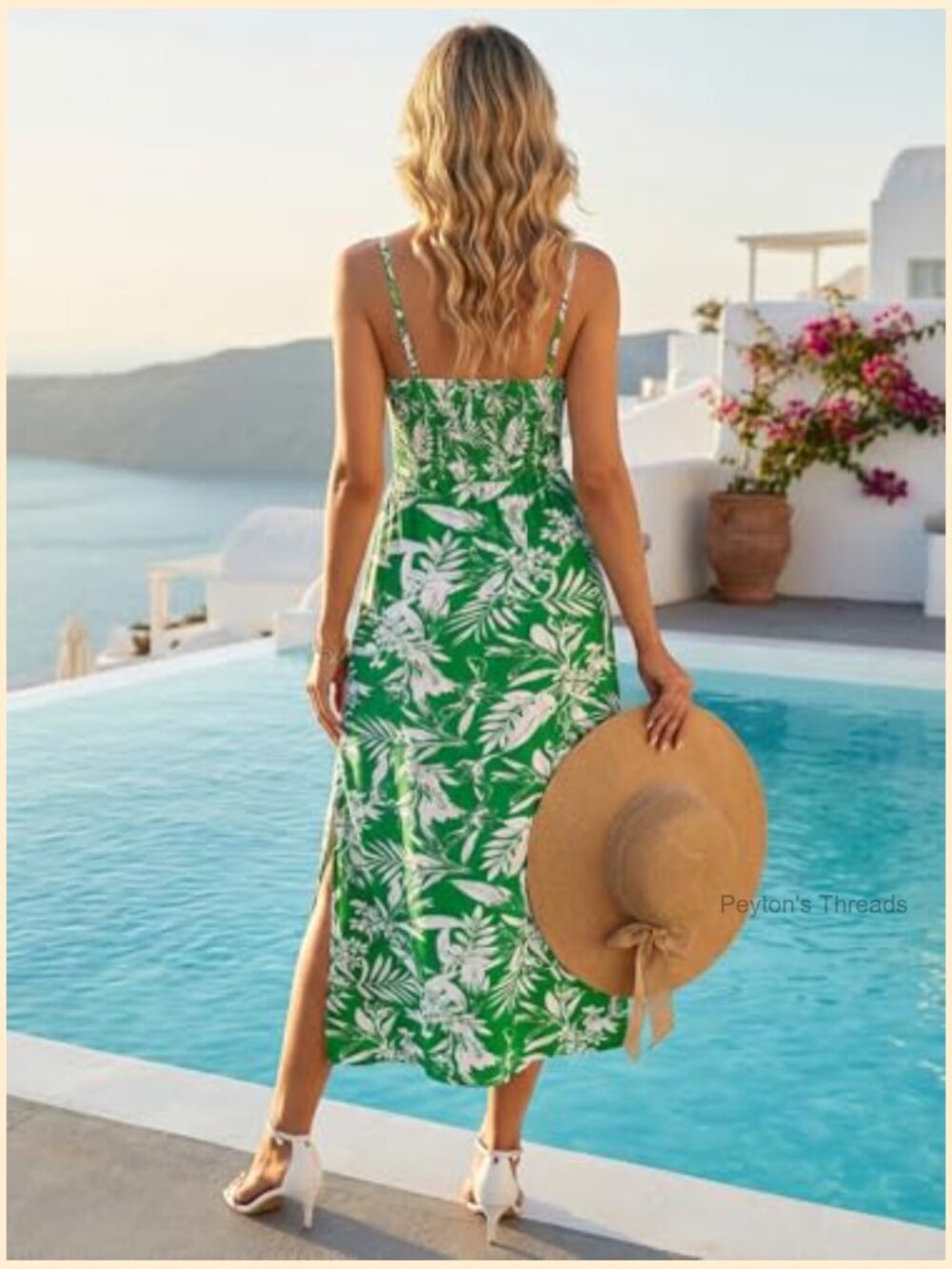 Sleeveless V Neck Tie Front Cut Out Floral Maxi Sundress Spaghetti Strap Slit - Picture 3 of 6